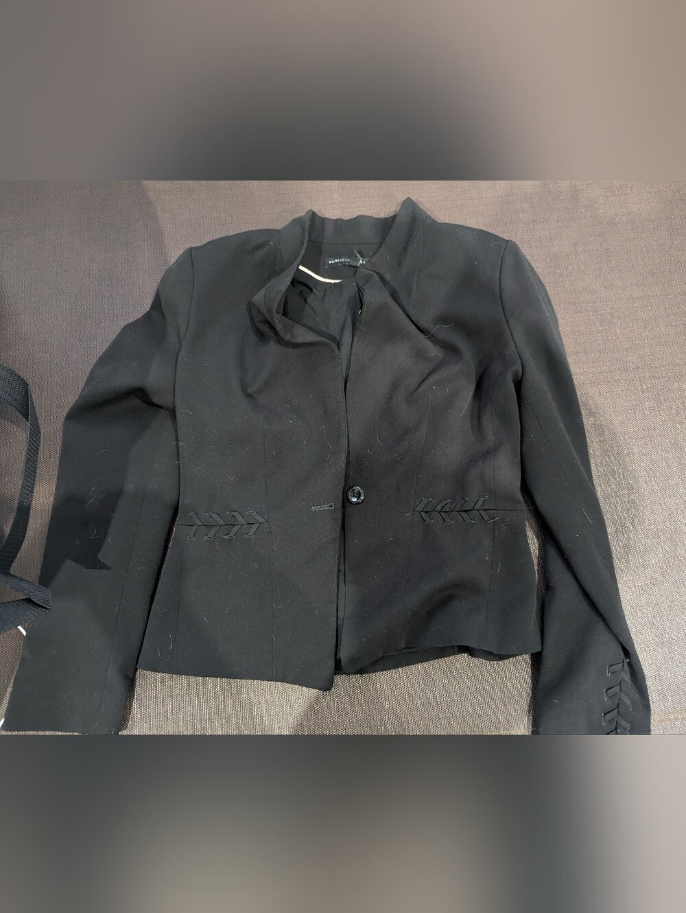 White House Black Market Black Single-Button Cropped Blazer